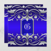 Grand Duchess Blue Jewel Silver Rol Uitnodiging (Voorkant / Achterkant)
