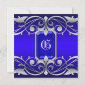 Grand Duchess Blue Jewel Silver Rol Uitnodiging (Voorkant)