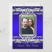 Grand Duchess Blue Save the Date Silver Invitation (Voorkant)
