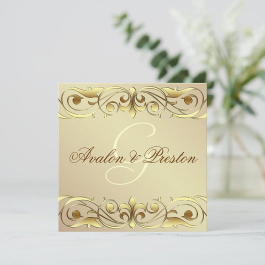 Grand Duchess Gold Metal Rol Uitnodiging (Staand voorkant)