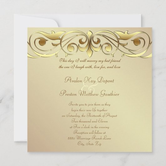 Grand Duchess Gold Metal Rol Uitnodiging (Achterkant)