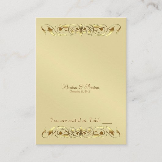 Grand Duchess Gold Metal Scroll Table Plaatskaart Plaatskaartje (Voorkant)