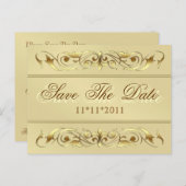 Grand Duchess Gold Scroll Bewaar de datum Briefkaa Aankondigingskaart (Voorkant / Achterkant)