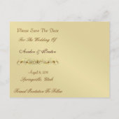 Grand Duchess Gold Scroll Bewaar de datum Briefkaa Aankondigingskaart (Achterkant)