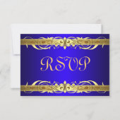 Grand Duchess Gold Scroll Blue RSVP-kaart RSVP Kaartje (Voorkant)