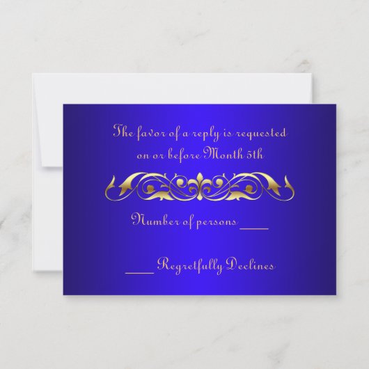 Grand Duchess Gold Scroll Blue RSVP-kaart RSVP Kaartje (Achterkant)