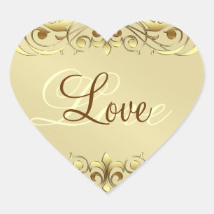 Grand Duchess Gold Scroll Love Heart Stickers