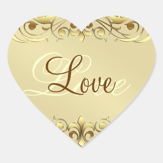 Grand Duchess Gold Scroll Love Heart Stickers (Voorkant)