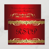 Grand Duchess Gold Scroll Red RSVP-kaart RSVP Kaartje (Voorkant / Achterkant)