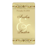 Grand Duchess Gold Scroll Wijn Trouwlabel Etiket (Voorkant)