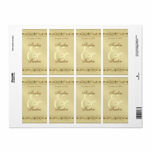 Grand Duchess Gold Scroll Wijn Trouwlabel Etiket (Full Sheet)
