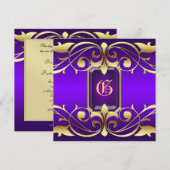 Grand Duchess Paarse Jewel Gold Scroll Uitnodiging (Voorkant / Achterkant)