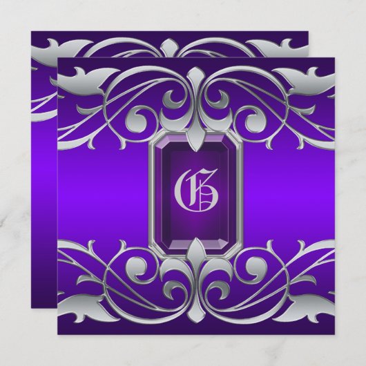 Grand Duchess Paarse Jewel Rol Uitnodiging (Voorkant / Achterkant)