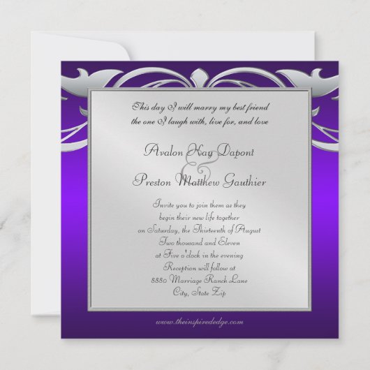 Grand Duchess Paarse Jewel Rol Uitnodiging (Achterkant)