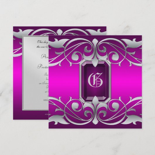 Grand Duchess Pink Jewel Pink Regency Uitnodiging (Voorkant / Achterkant)