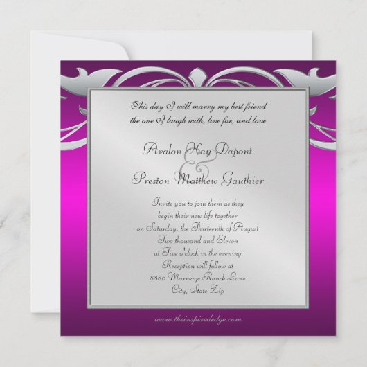 Grand Duchess Pink Jewel Pink Regency Uitnodiging (Achterkant)