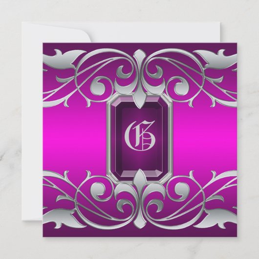 Grand Duchess Pink Jewel Pink Regency Uitnodiging (Voorkant)