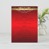 Grand Duchess Red Scroll Wedding Menu (Staand voorkant)
