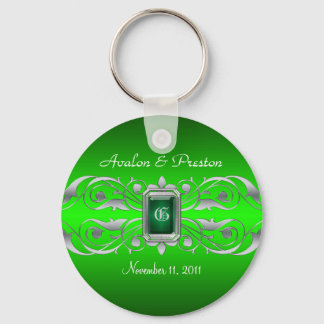 Grand Duchess Silver Monogram Green Sleutelhanger