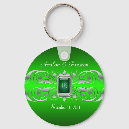 Grand Duchess Silver Monogram Green Sleutelhanger (Voorkant)