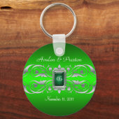 Grand Duchess Silver Monogram Green Sleutelhanger (Voorkant)