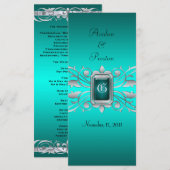 Grand Duchess Silver Scroll Blauwgroen huwelijkspr Programmakaart (Voorkant / Achterkant)