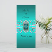 Grand Duchess Silver Scroll Blauwgroen huwelijkspr Programmakaart (Staand voorkant)