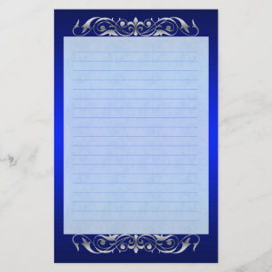 Grand Duchess Zilveren Scroll Lined Blauw briefpap Briefpapier