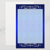 Grand Duchess Zilveren Scroll Lined Blauw briefpap Briefpapier (Voorkant / Achterkant)