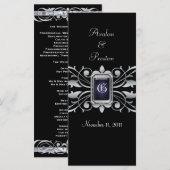 Grand Duchess Zilveren Scroll Zwart Trouwprogramma Programmakaart (Voorkant / Achterkant)