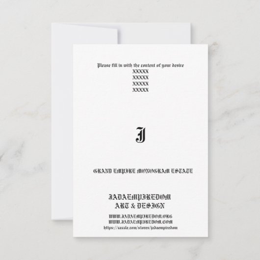 GRAND EMPIRE MONOGRAM SCHATTEN DANK JE KAART (Achterkant)