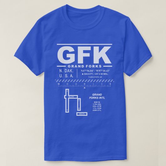 Grand Forks International Airport GFK T-shirt (Design voorkant)