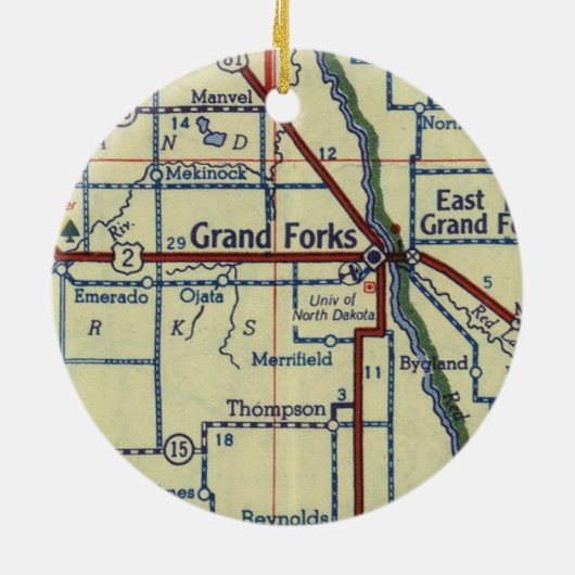 Grand Forks ND Keramisch Ornament (Achterkant)