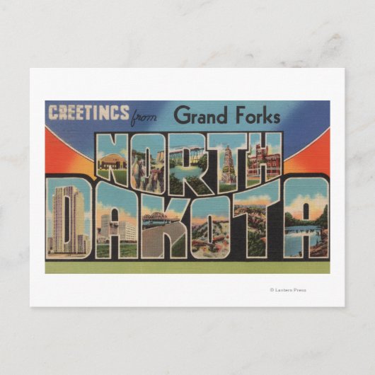 Grand Forks, North Dakota - Grote letter Briefkaart (Voorkant)