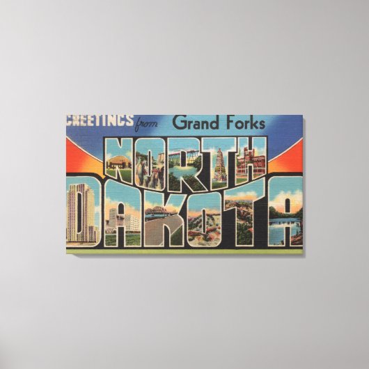 Grand Forks, North Dakota - Grote letter Canvas Afdruk (Voorkant)