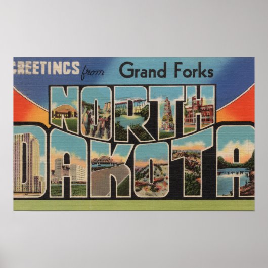 Grand Forks, North Dakota - Grote letter Poster (Voorkant)