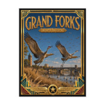Grand Forks North Dakota Vintage Art Deco Goud