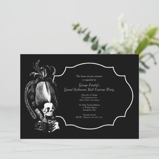 Grand Halloween Ball Masquerade Party Uitnodiging (Staand voorkant)