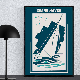 Grand Haven in Michigan - Vintage Sailing Poster