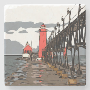 GRAND HAVEN LIGHT STENEN ONDERZETTER