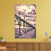 Grand Haven lighthouse and pier, Grand Haven Canvas Afdruk (Insitu (Woonkamer))