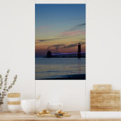 Grand Haven Lighthouse en Pier bij nacht Poster (Keuken)