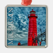 Grand Haven Lighthouse | Michigan Metalen Ornament (Voorkant)