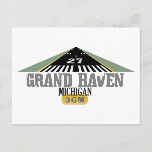 Grand Haven MI - Vliegveld Runway Briefkaart (Voorkant)