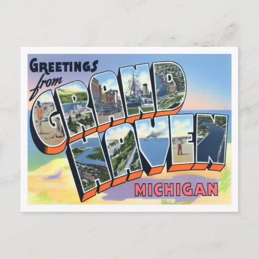 Grand Haven, Michigan  Big Letters Briefkaart (Voorkant)