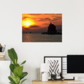 Grand Haven Pier op Sunset Poster (Thuiskantoor)