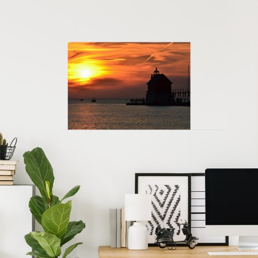 Grand Haven Pier op Sunset Poster (Thuiskantoor)