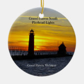 Grand Haven South Pierhead Licht Keramisch Ornament (Voorkant)
