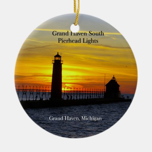 Grand Haven South Pierhead Licht Keramisch Ornament (Voorkant)