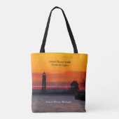 Grand Haven South Pierhead Licht sunset canvas tas (Achterkant)